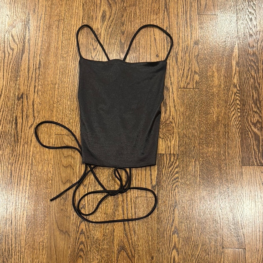 Better Be Black Tie up back Crop Camisole